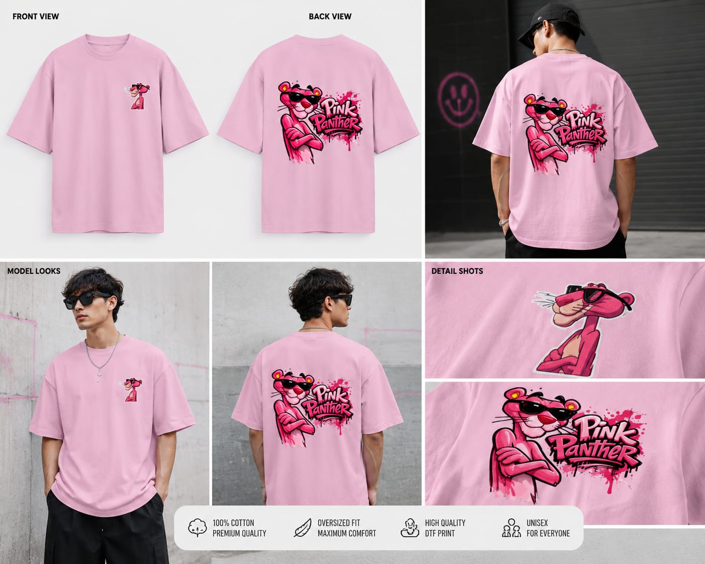 PINK PANTHER Unisex Oversized T-Shirt